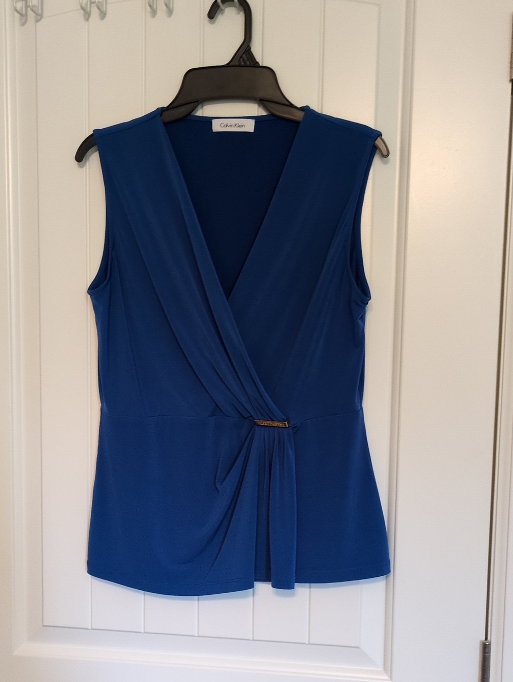 Calvin Klein Sleeveless Wrap-Front Camisole in Blue